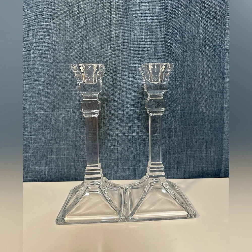 Contemporary Elegant‎ Clear Glass Taper Candle Holders 8